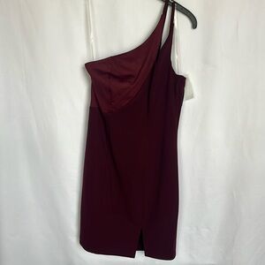 Xtraordinary Burgundy One Shoulder Cocktail Dress